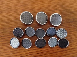 Lot of 13 Vintage Silvertone Pewter Pinstripe Textured Metal Shank Buttons - $19.99