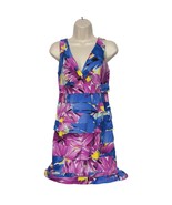 London Times Sheath Dress 4 Pink Blue Floral V Neck Ruffles Tiered Sleev... - $39.60