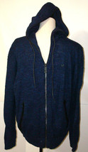 New NWT XL Mens Zip Through Sweater Jacket Leather Blue True Religion Space Dye - £180.21 GBP