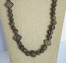 Pumtek Carved Opalized Wood Stone Beads Necklace From Mizoram NE India A... - £151.83 GBP