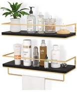 ZGO Floating Shelves Grey, Wall Mounted Storage Shelves with Golden Towe... - $8.59