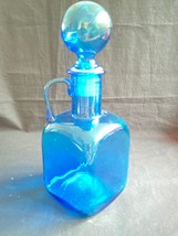 Empoli Art Glass  blue  DECANTER Stopper Genie Bottle Italy - £78.05 GBP