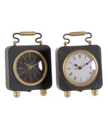 Table clock DKD Home Decor Black Silver PVC Metal Plastic 14,5 x 5 x 21 ... - £55.37 GBP