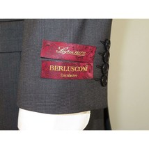 Men Suit BERLUSCONI Turkey 100% Soft Italian Wool Super 180's #Ber26 Gray Plaid image 2