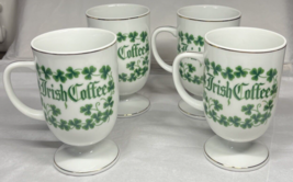 4 VINTAGE Irish Coffee Tea Cup Mug Pedestal w/ Blessings Made In Japan w... - $28.50