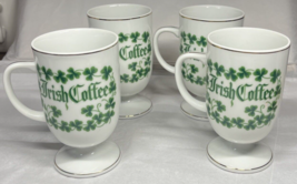 4 VINTAGE Irish Coffee Tea Cup Mug Pedestal w/ Blessings Made In Japan w/Box - £22.78 GBP