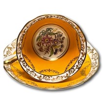 Royal Albert Teacup Saucer Porcelain Fine Bone China Yellow UK 1950s - $107.86