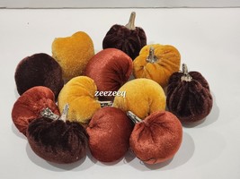 12PC Mfall Thanksgiving Mini Velvet Pumpkins Gourds 2&quot; Bowl Filler Crafts - £14.23 GBP