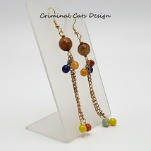 Long Earrings with Faceted Agate and Gold Chains, NWT, handmade image 3