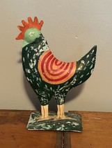 8” Primitive Hand Painted Metal Country Folk Art Farmhouse Rooster Chick... - $16.57