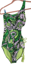 American Eagle Aerie Green Tropical Side Cutout One Piece Swimsuit Size S LONG - £23.59 GBP