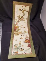 VTG.1963 Oriental Print Art Roosters &amp; Birds, Canvas Paper R.T.Y. Sales #3 - £30.37 GBP