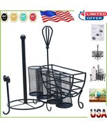 Stylish Portable Picnic Caddy with 4 Compartment Flatware and Towel Holder - $83.91 CAD