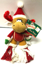 ZANIES Christmas Tennis Ball Body Plush Squeeky Rope Reindeer Dog Puppy ... - $9.90