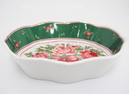 Lefton Christmas Rose Oval Dish 5.75 x 4.5&quot; Tidbit Candy Soap Japan Scarce 07679 - £7.42 GBP