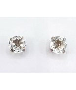 Vintage Estate 925 Sterling Silver 0.75 ct White Topaz Stud Earrings - $35.64
