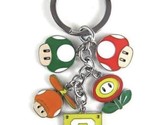 Super Mario Mushroom, Fire Flower, Question Block Metal Charm Keychan Ke... - $10.99