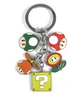 Super Mario Mushroom, Fire Flower, Question Block Metal Charm Keychan Ke... - £8.62 GBP