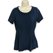 Isaac Mizrahi Live! Womens Short-Sleeve Seamed Peplum Knit Top Size XS Blue - £26.36 GBP