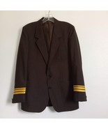 Vintage Pilot Jacket CARVEN Brown Gold Stripes SAUDIA Wool Blazer Chest 40&quot; - €101,49 EUR
