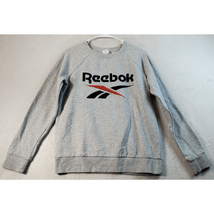 Reebok Sweatshirt Women Medium Gray Knit Polyester Long Raglan Sleeve Round Neck - £12.69 GBP