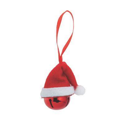 Primary image for NEW Santa Hat Jingle Bell Christmas Ornament red & white 2.5 inches