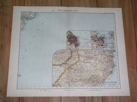 1910 Antique Map Southern Brazil Rio De Janeiro Buenos Aires Argentina Inset Map - £14.17 GBP