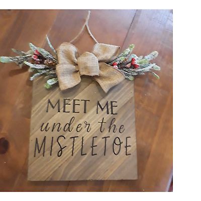 Primary image for Pretty 10" x 12" Custom Quality Handmade "Meet Me Under The Mistletoe" Sign Bow!