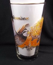 Budweiser vintage pint beer glass Wildlife Series Quail Unlimited gold rim - $18.85