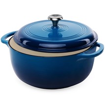 6 Quart Large Blue Enamel Cast-Iron Dutch Oven Kitchen Cookware - $200.28
