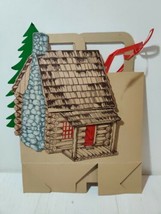 Vintage Gift Box Bag NEW Christmas Log Cabin  - $21.99