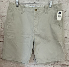 Gap Mens Shorts Size 34 Khaki Chino 9.5 Inseam NEW Distressed - £27.17 GBP