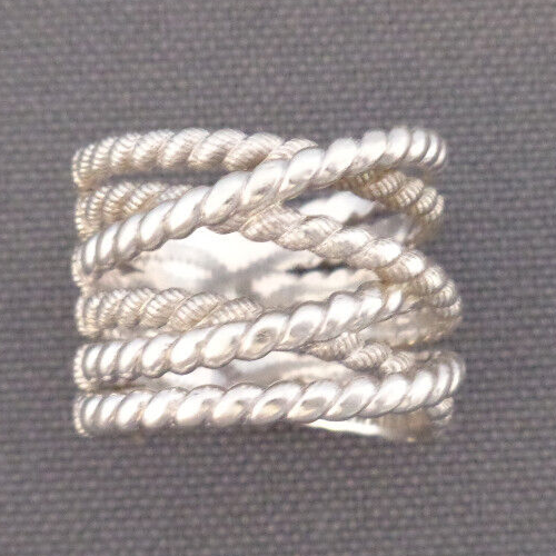 Primary image for Judith Ripka Sterling Silver Ring Wide Wrap Open Work Crossover Rope Size 6 925