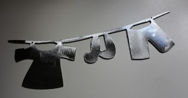 Metal Wall Art Decor Clothes Line  21&quot; wide  Laundry Room Decor Polished steel - £22.76 GBP