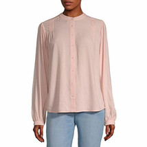 Worthington Women&#39;s Button Front Long Sleeve Blouse Size SMALL April Blush New - £17.37 GBP