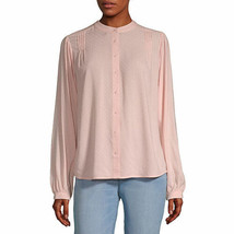 Worthington Women&#39;s Button Front Long Sleeve Blouse Size SMALL April Blush New - £17.17 GBP