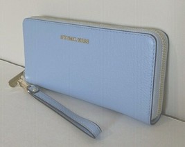 Michael Kors Continental Wallet Wristlet Pale Blue Leather 35T7GTVE7L NWT FS - £73.18 GBP