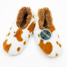 Snoozies Women&#39;s Holy Cow Tan &amp; White Slippers Medium 7/8 - £10.17 GBP