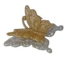 Vintage Glitter Sparkly Butterfly Ornament Clip Silver Gold Christmas Plastic  - £15.02 GBP