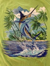 Guy Harvey T-Shirt Swordfish Fish Green Short Sleeved Mens Medium - £9.01 GBP