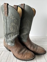 Vintage Bona Allen Tooled Gray Leather Western Cowboy Boots Men&#39;s 10.5”D... - £73.24 GBP
