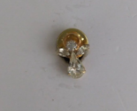 Vintage White Jeweled Angel With Gold Tone Halo &amp; Trim Lapel Hat Pin - £5.85 GBP