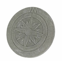Compass Rose Design Natural Gray Finish Round Cement Stepping Stone Wall... - $39.59
