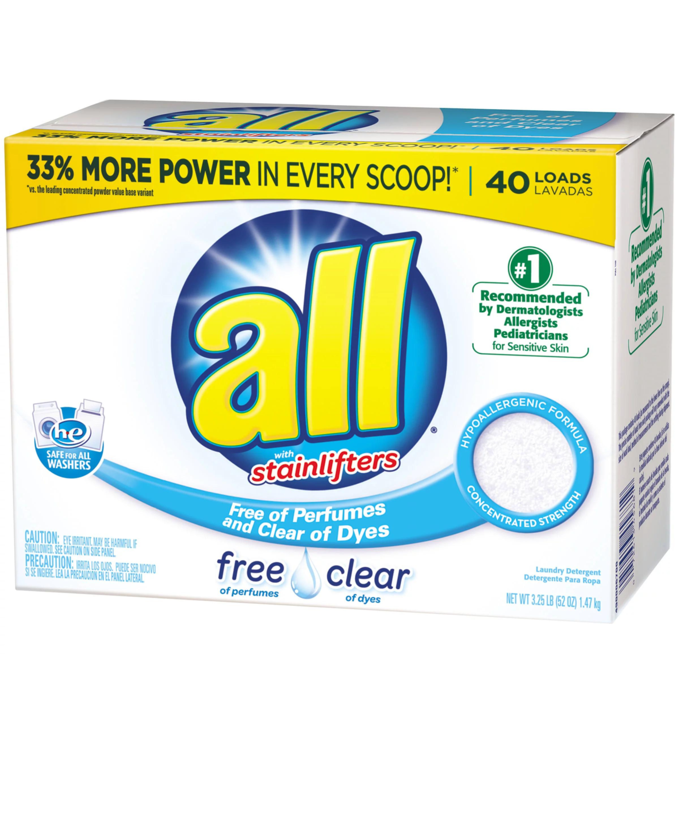 all Powder Laundry Detergent, Free Clear for Sensitive Skin, 52 Ounces,  - $9.00
