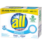 all Powder Laundry Detergent, Free Clear for Sensitive Skin, 52 Ounces,  - £7.19 GBP