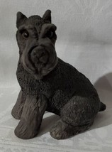 Gray Schnauzer Dog Figurine Resin Sitting - $25.00