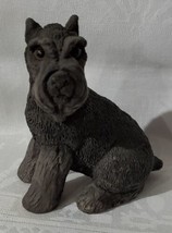 Gray Schnauzer Dog Figurine Resin Sitting - £19.66 GBP