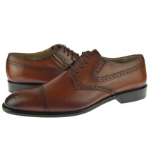 Corrente 4609 Cap Toe Derby, Men&#39;s Dress Leather Shoes, Tobacco - £116.53 GBP