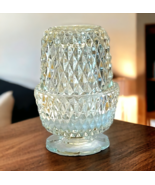 Indiana Glass Fairy Lamp Clear Diamond Point Footed MCM Retro 5.5” Candl... - £44.12 GBP