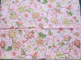 FABRIC Cranston Pink Yellow Olive Floral on Pink 2 Pieces to Quilt Craft $2.35 - £1.85 GBP